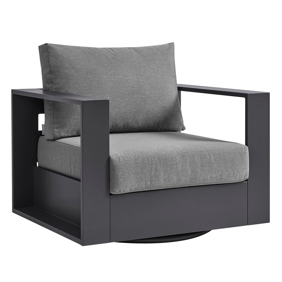 Tahoe Outdoor Patio Powder-Coated Aluminum Swivel Armchair - Gray Charcoal