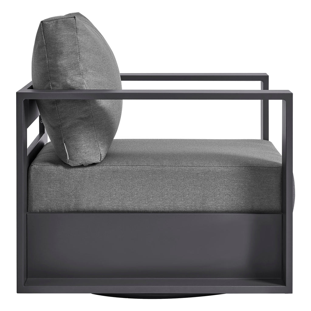 Tahoe Outdoor Patio Powder-Coated Aluminum Swivel Armchair - Gray Charcoal