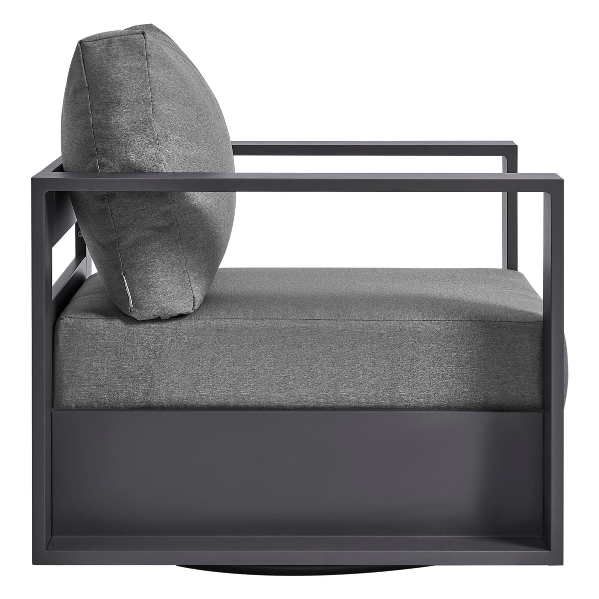 Tahoe Outdoor Patio Powder-Coated Aluminum Swivel Armchair - Gray Charcoal