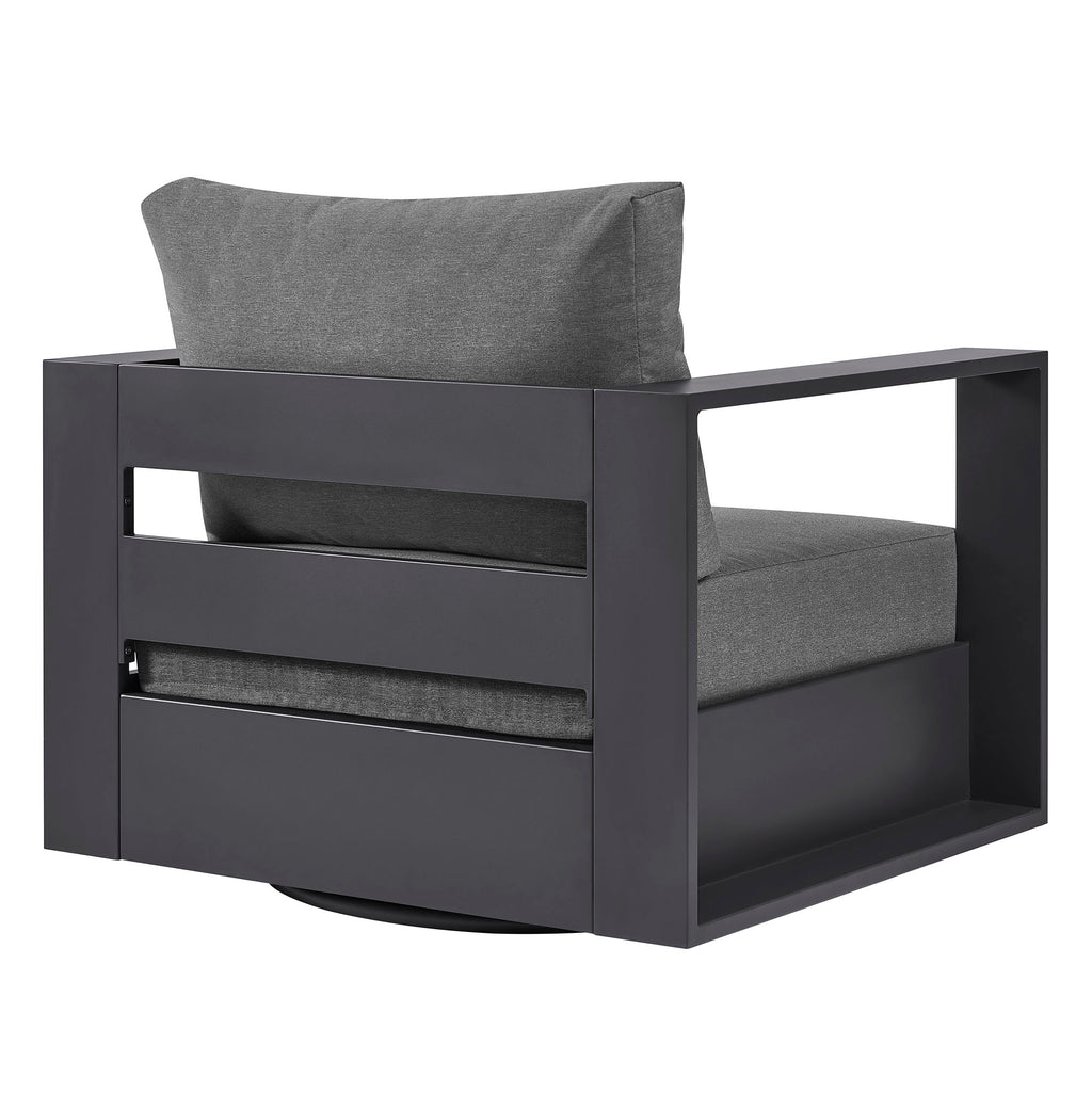 Tahoe Outdoor Patio Powder-Coated Aluminum Swivel Armchair - Gray Charcoal