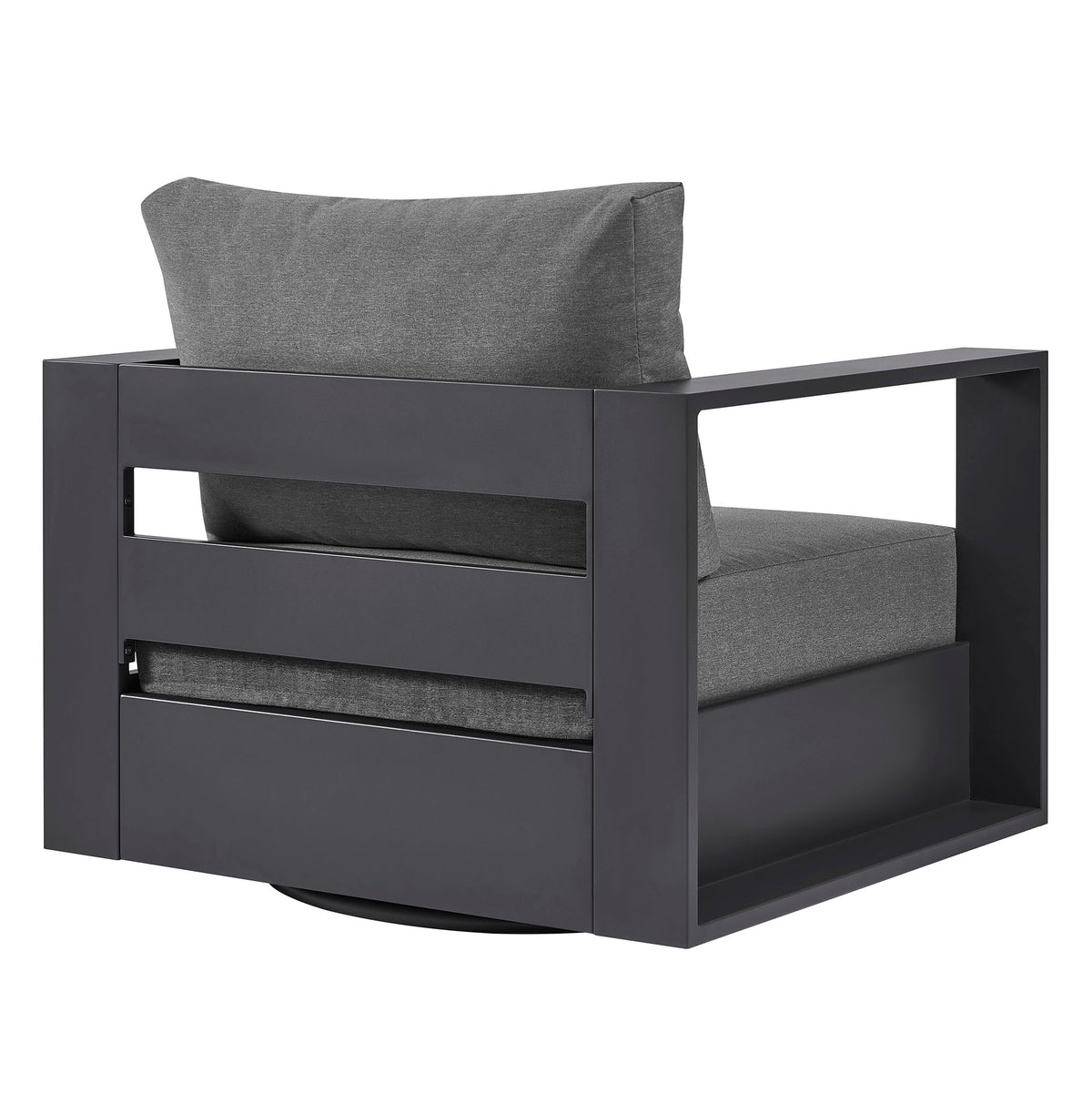 Tahoe Outdoor Patio Powder-Coated Aluminum Swivel Armchair - Gray Charcoal