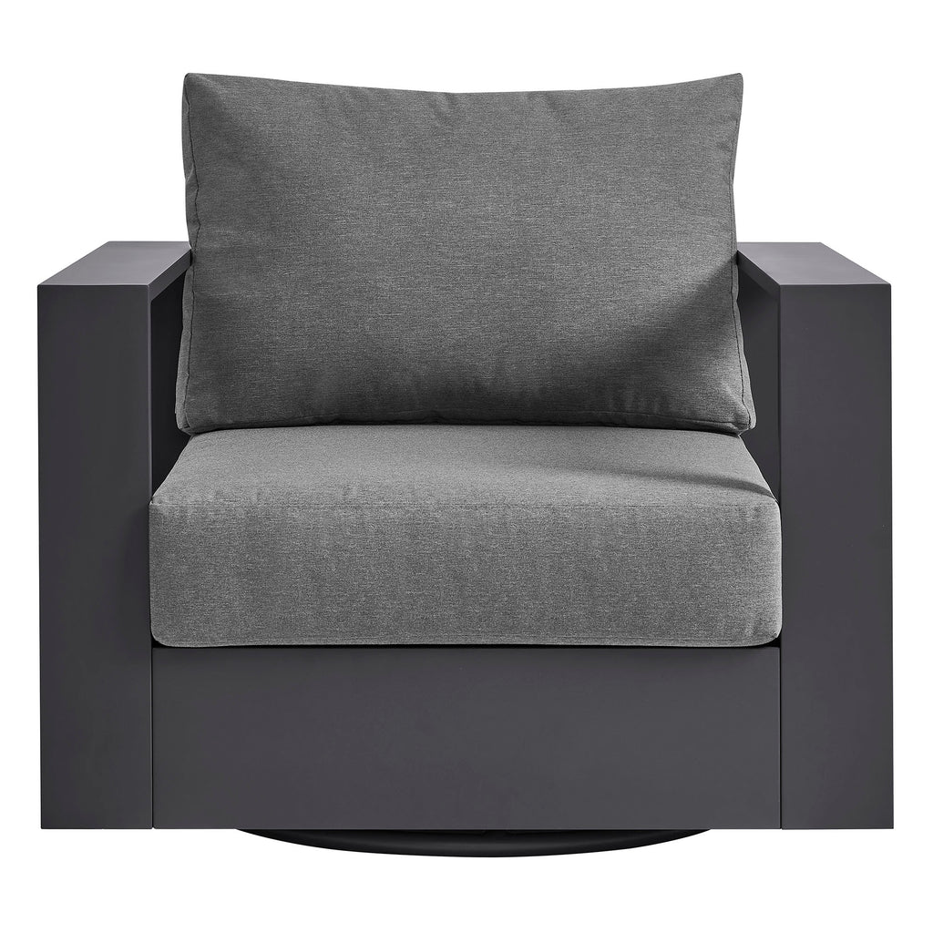 Tahoe Outdoor Patio Powder-Coated Aluminum Swivel Armchair - Gray Charcoal