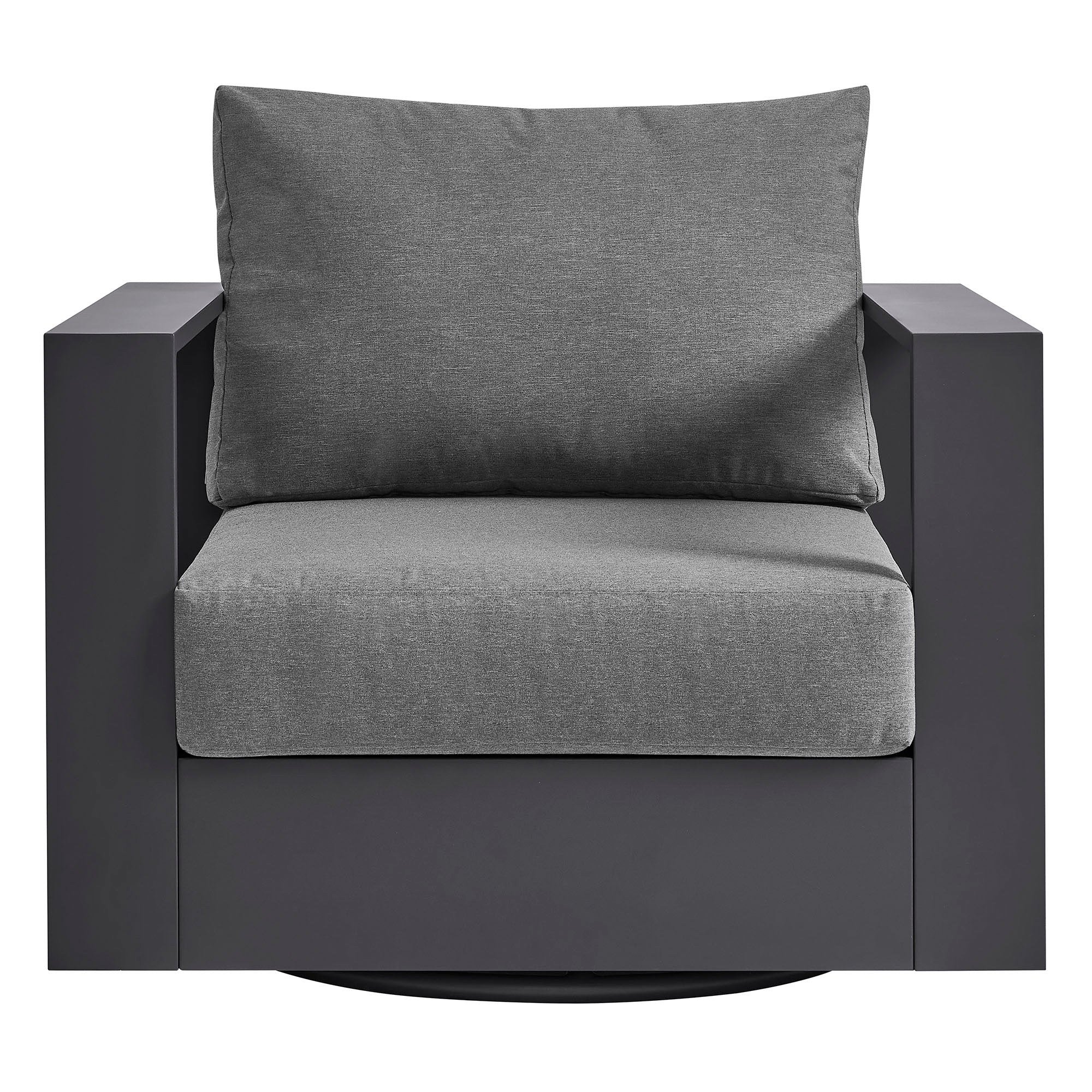 Tahoe Outdoor Patio Powder-Coated Aluminum Swivel Armchair - Gray Charcoal