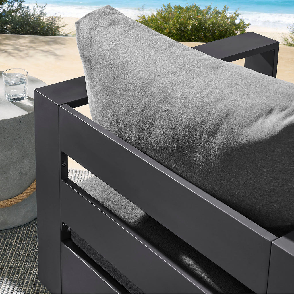 Tahoe Outdoor Patio Powder-Coated Aluminum Swivel Armchair - Gray Charcoal