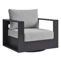Tahoe Outdoor Patio Powder-Coated Aluminum Swivel Armchair - Gray Gray