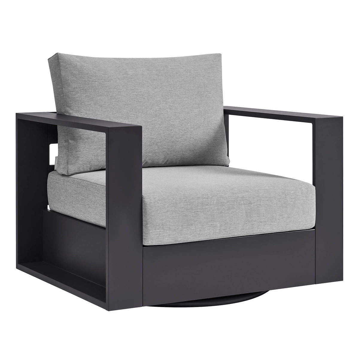 Tahoe Outdoor Patio Powder-Coated Aluminum Swivel Armchair - Gray Gray