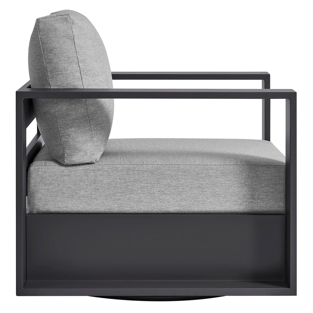 Tahoe Outdoor Patio Powder-Coated Aluminum Swivel Armchair - Gray Gray