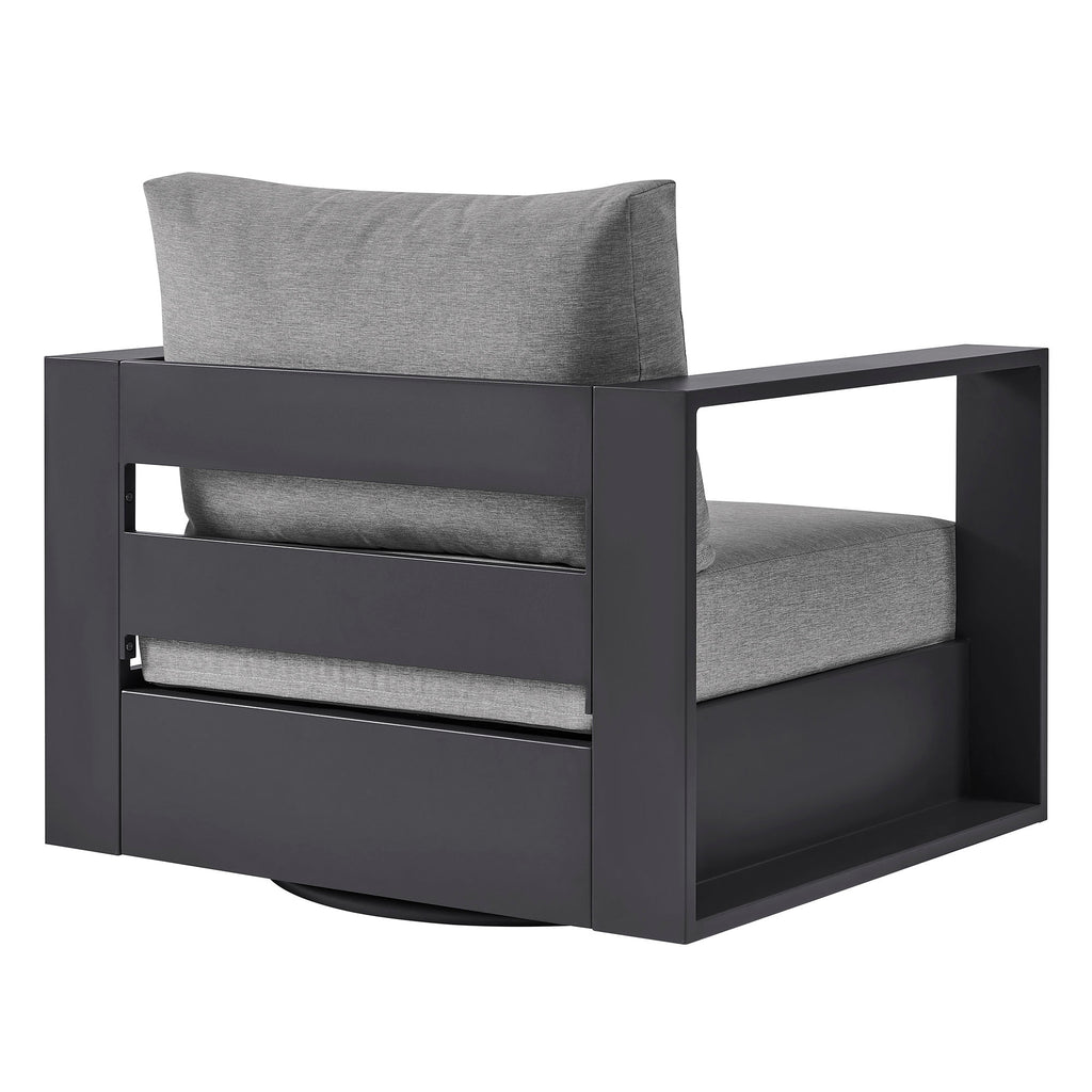 Tahoe Outdoor Patio Powder-Coated Aluminum Swivel Armchair - Gray Gray