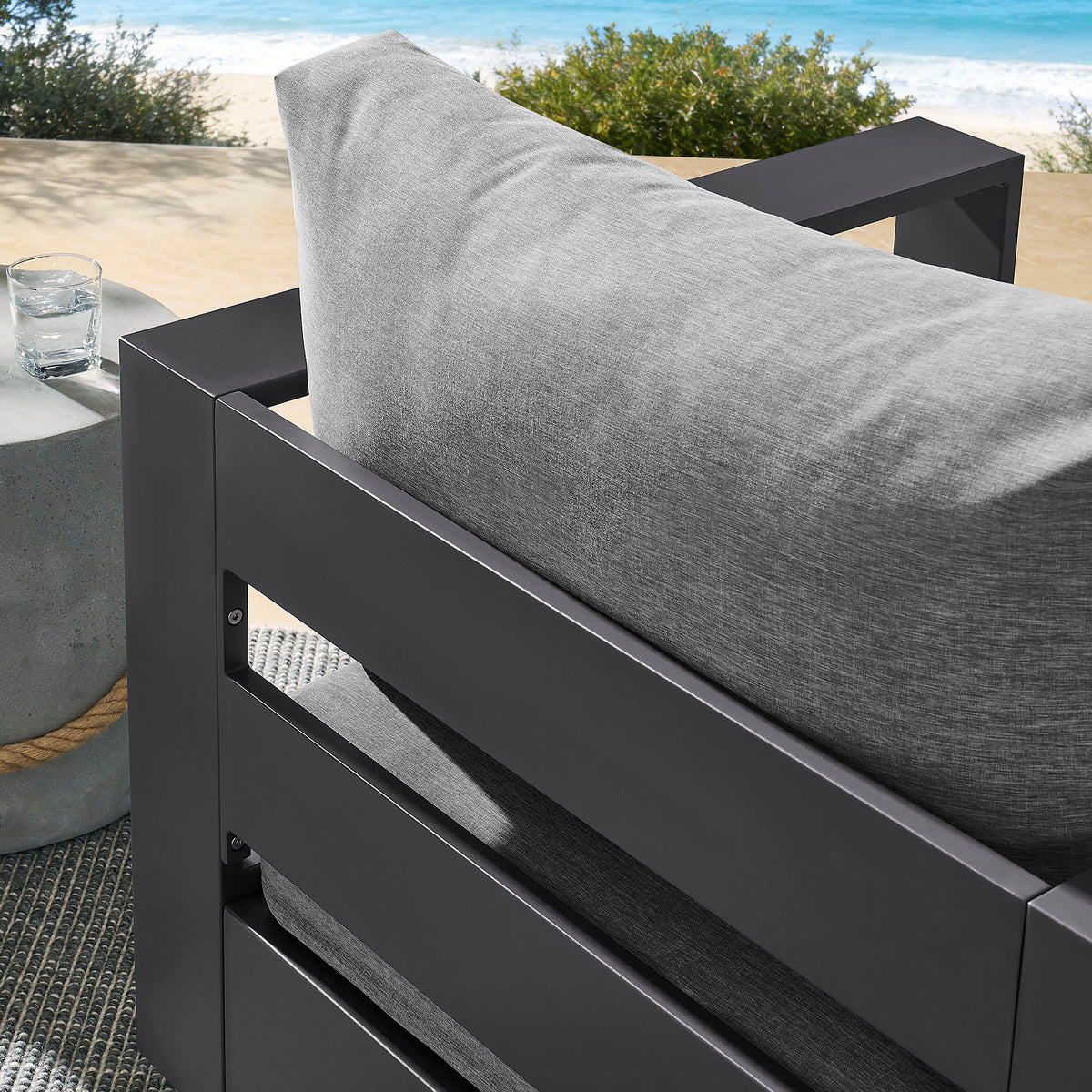 Tahoe Outdoor Patio Powder-Coated Aluminum Swivel Armchair - Gray Gray