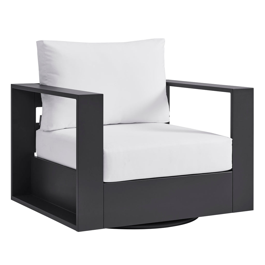 Tahoe Outdoor Patio Powder-Coated Aluminum Swivel Armchair - Gray White