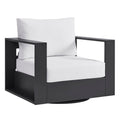 Tahoe Outdoor Patio Powder-Coated Aluminum Swivel Armchair - Gray White