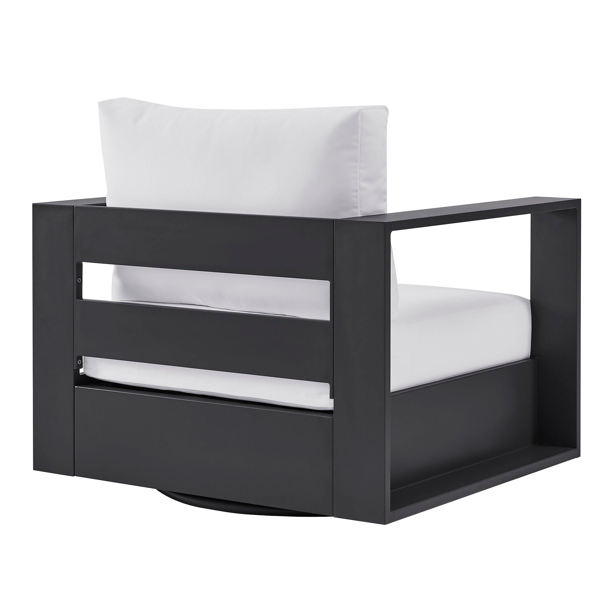 Tahoe Outdoor Patio Powder-Coated Aluminum Swivel Armchair - Gray White