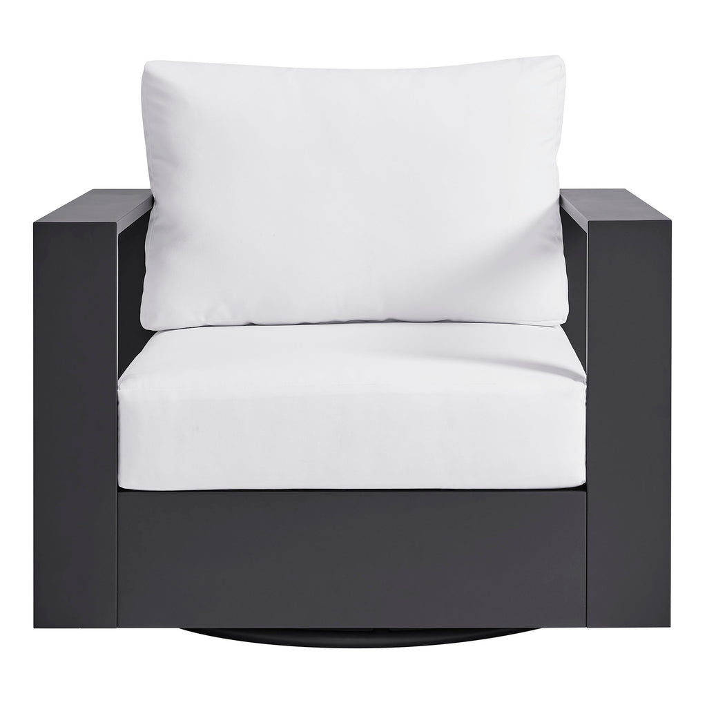 Tahoe Outdoor Patio Powder-Coated Aluminum Swivel Armchair - Gray White