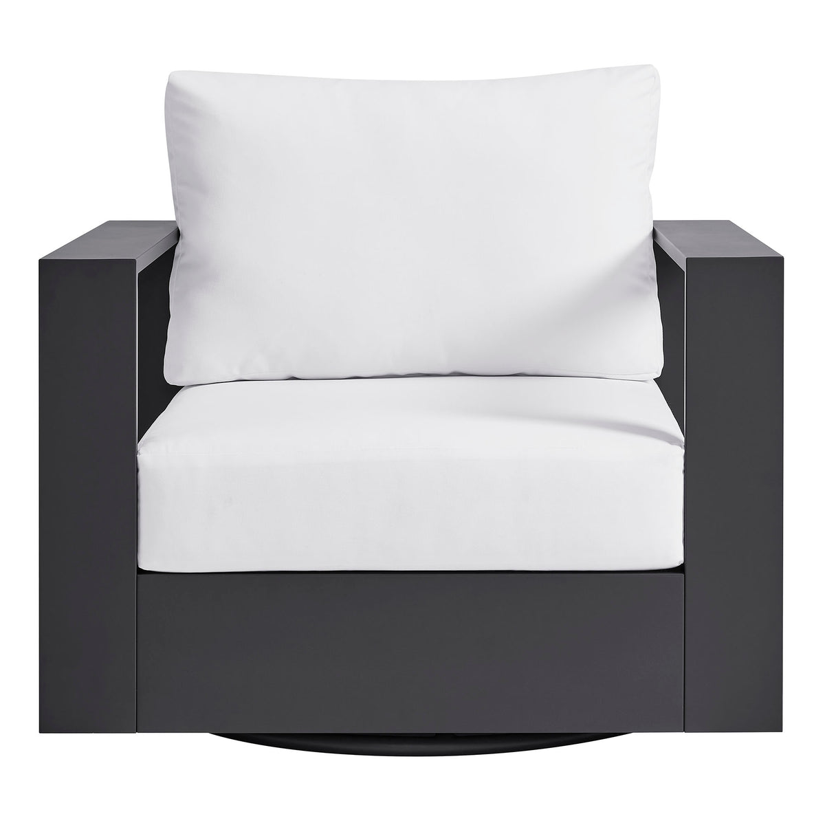 Tahoe Outdoor Patio Powder-Coated Aluminum Swivel Armchair - Gray White