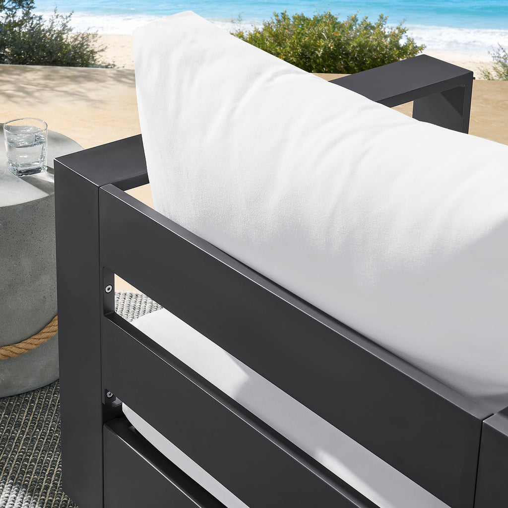Tahoe Outdoor Patio Powder-Coated Aluminum Swivel Armchair - Gray White