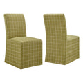 Aster Linen Cotton Blend Slipcovered Dining Chairs Set of 2 - Artichoke Windowpane Check