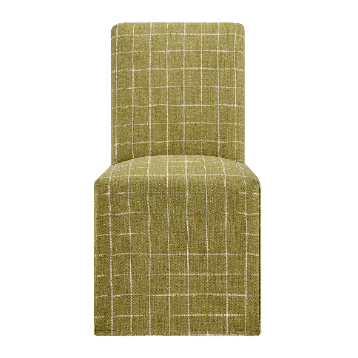 Aster Linen Cotton Blend Slipcovered Dining Chairs Set of 2 - Artichoke Windowpane Check