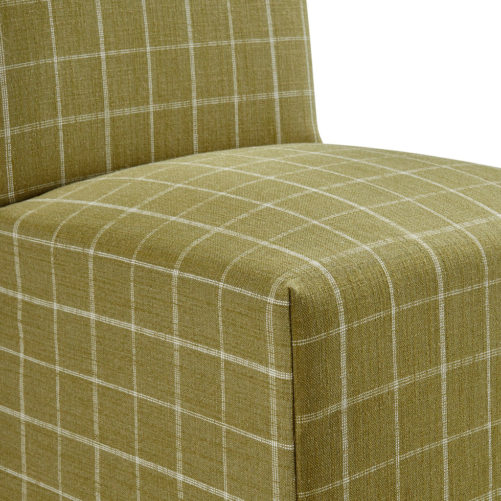 Aster Linen Cotton Blend Slipcovered Dining Chairs Set of 2 - Artichoke Windowpane Check