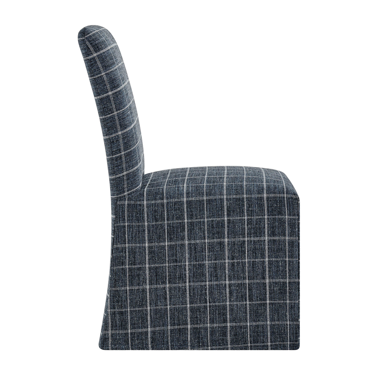 Aster Linen Cotton Blend Slipcovered Dining Chairs Set of 2 - Denim Windowpane Check