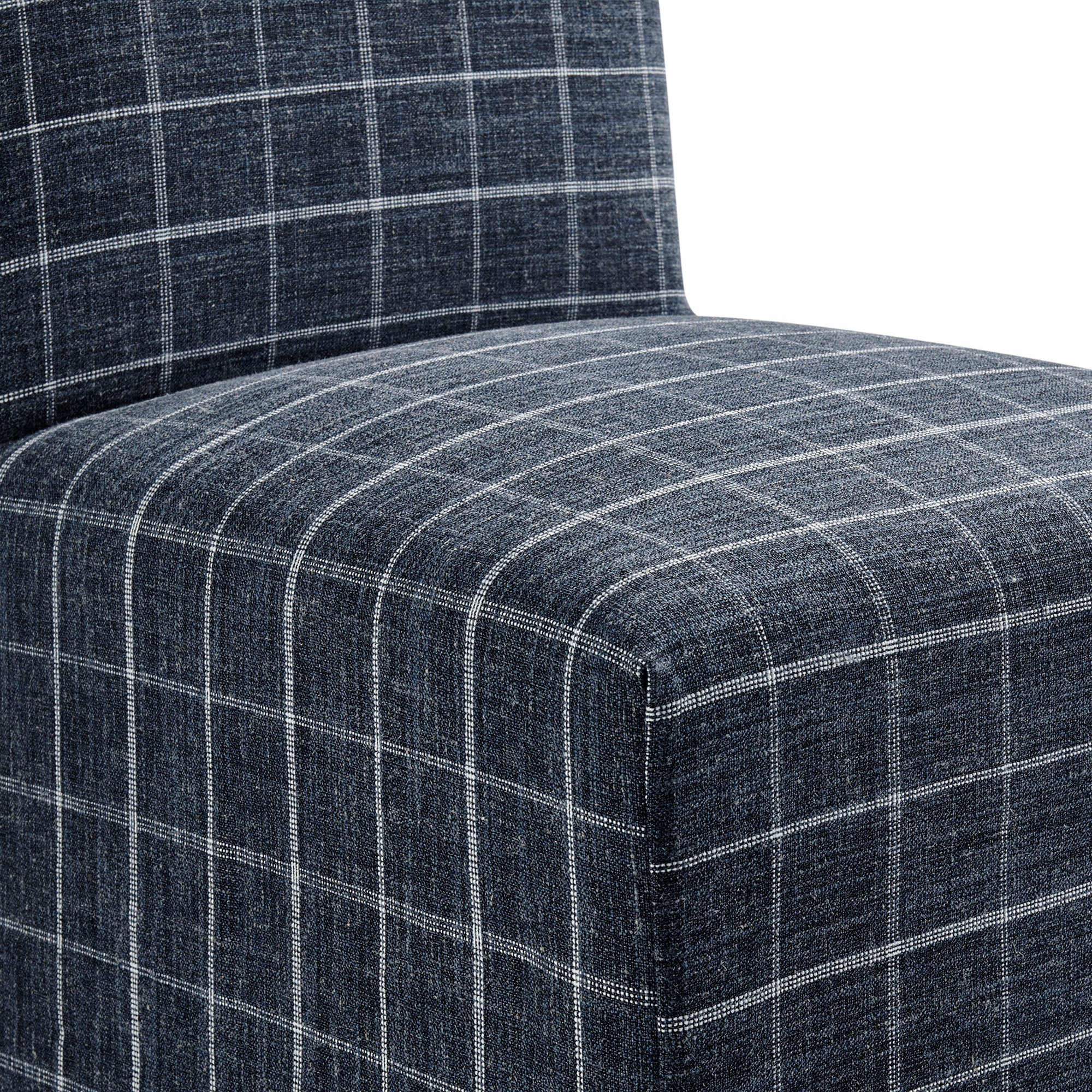 Aster Linen Cotton Blend Slipcovered Dining Chairs Set of 2 - Denim Windowpane Check