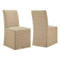 Aster Linen Cotton Blend Slipcovered Dining Chairs Set of 2 - Hemp Windowpane Check