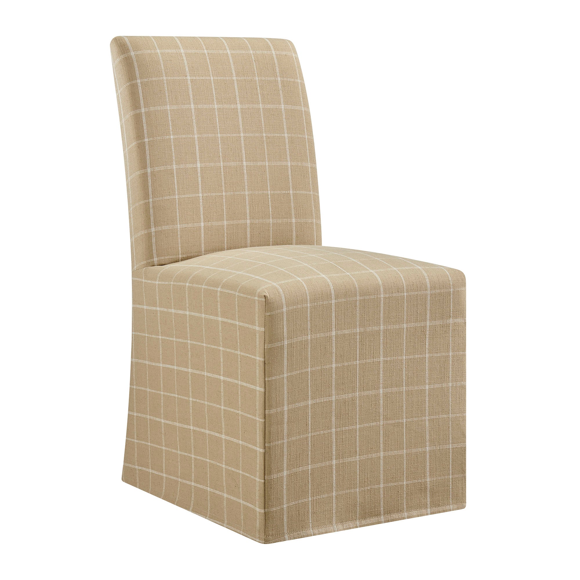 Aster Linen Cotton Blend Slipcovered Dining Chairs Set of 2 - Hemp Windowpane Check
