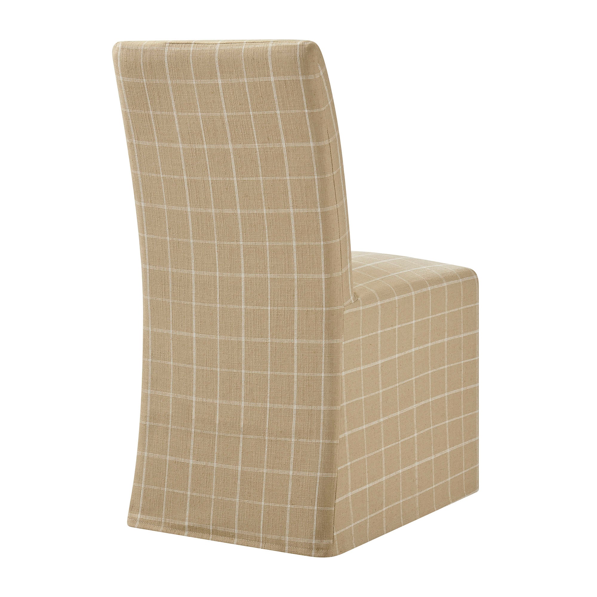 Aster Linen Cotton Blend Slipcovered Dining Chairs Set of 2 - Hemp Windowpane Check
