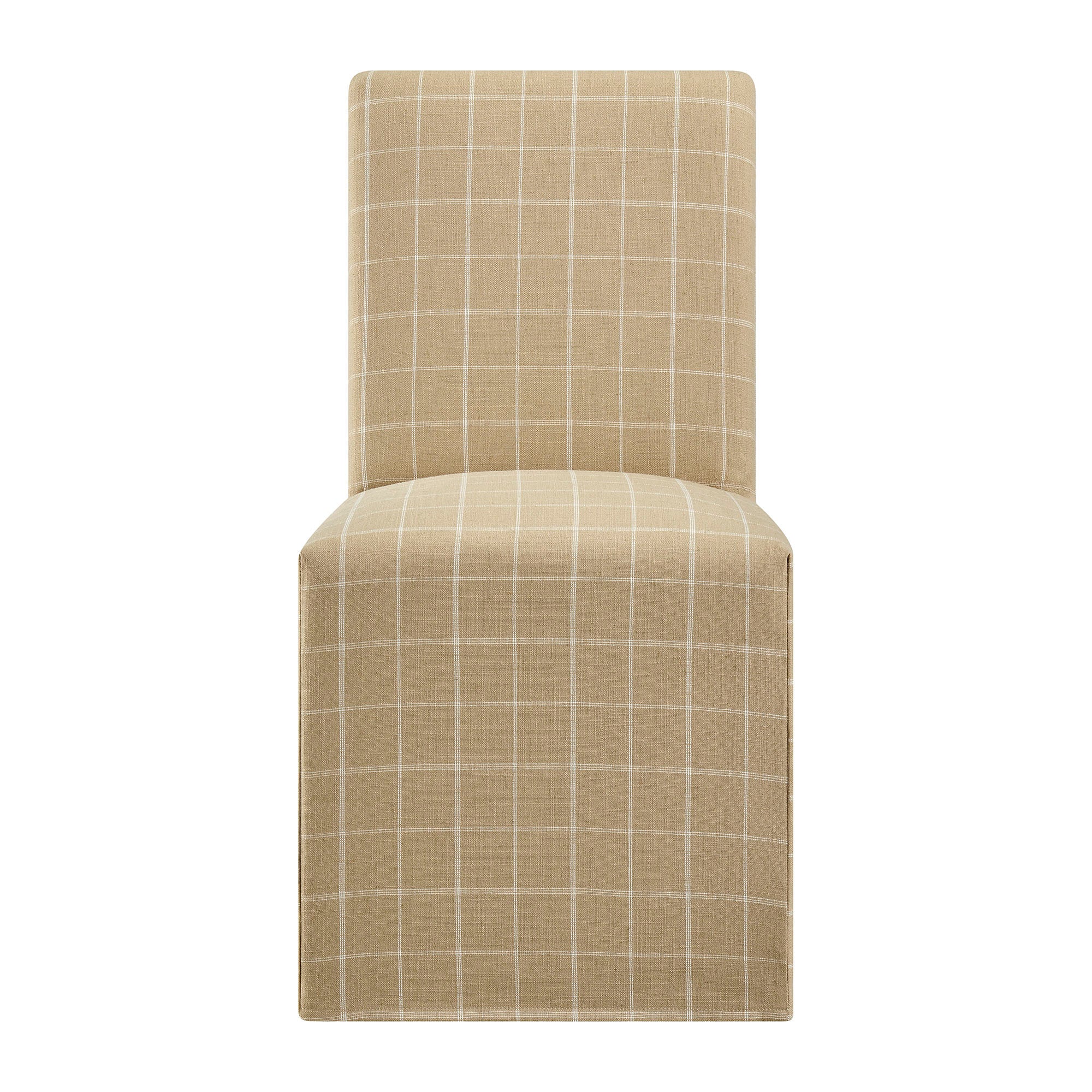 Aster Linen Cotton Blend Slipcovered Dining Chairs Set of 2 - Hemp Windowpane Check