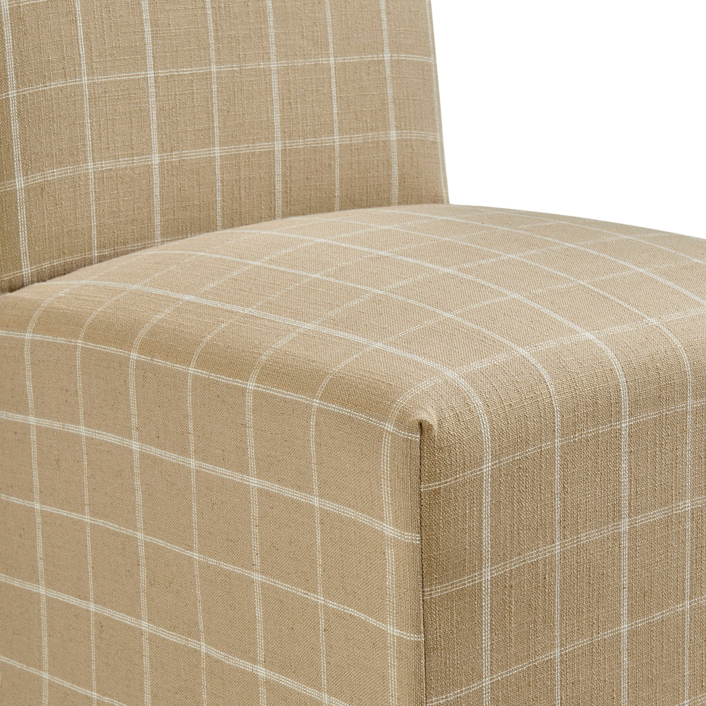 Aster Linen Cotton Blend Slipcovered Dining Chairs Set of 2 - Hemp Windowpane Check