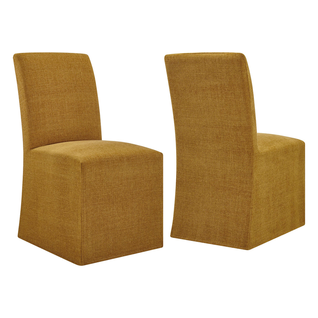 Aster Slub Weave Fabric Slipcovered Dining Chairs Set of 2 - Copper