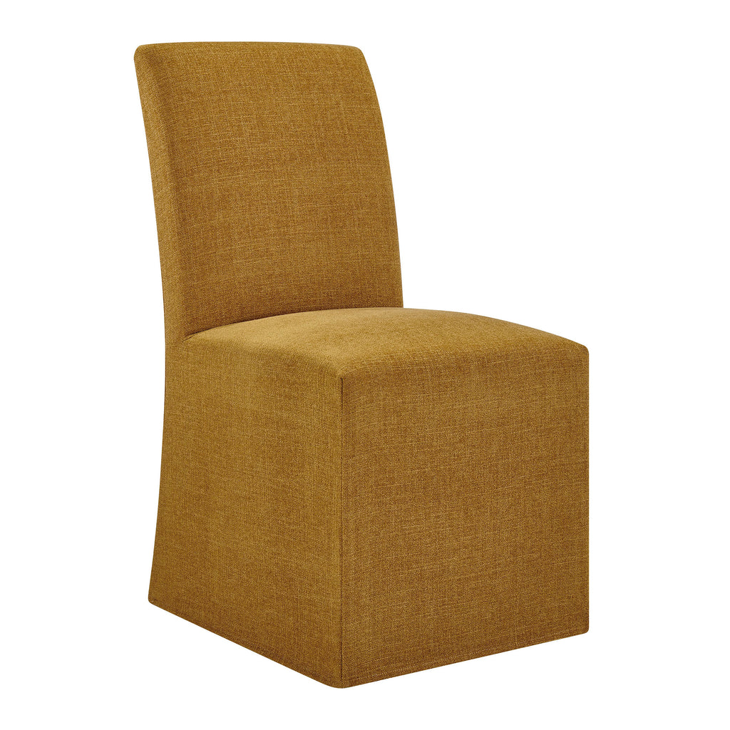 Aster Slub Weave Fabric Slipcovered Dining Chairs Set of 2 - Copper