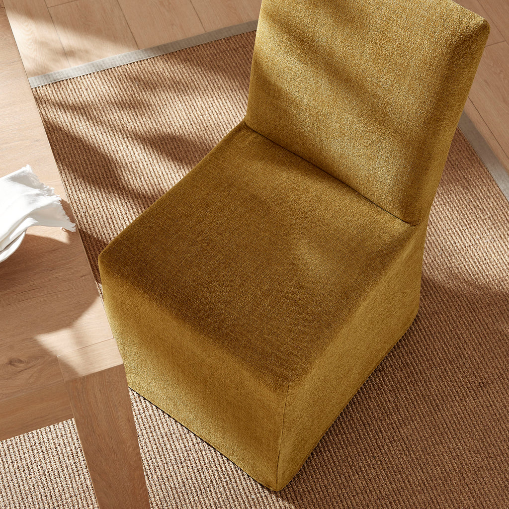 Aster Slub Weave Fabric Slipcovered Dining Chairs Set of 2 - Copper