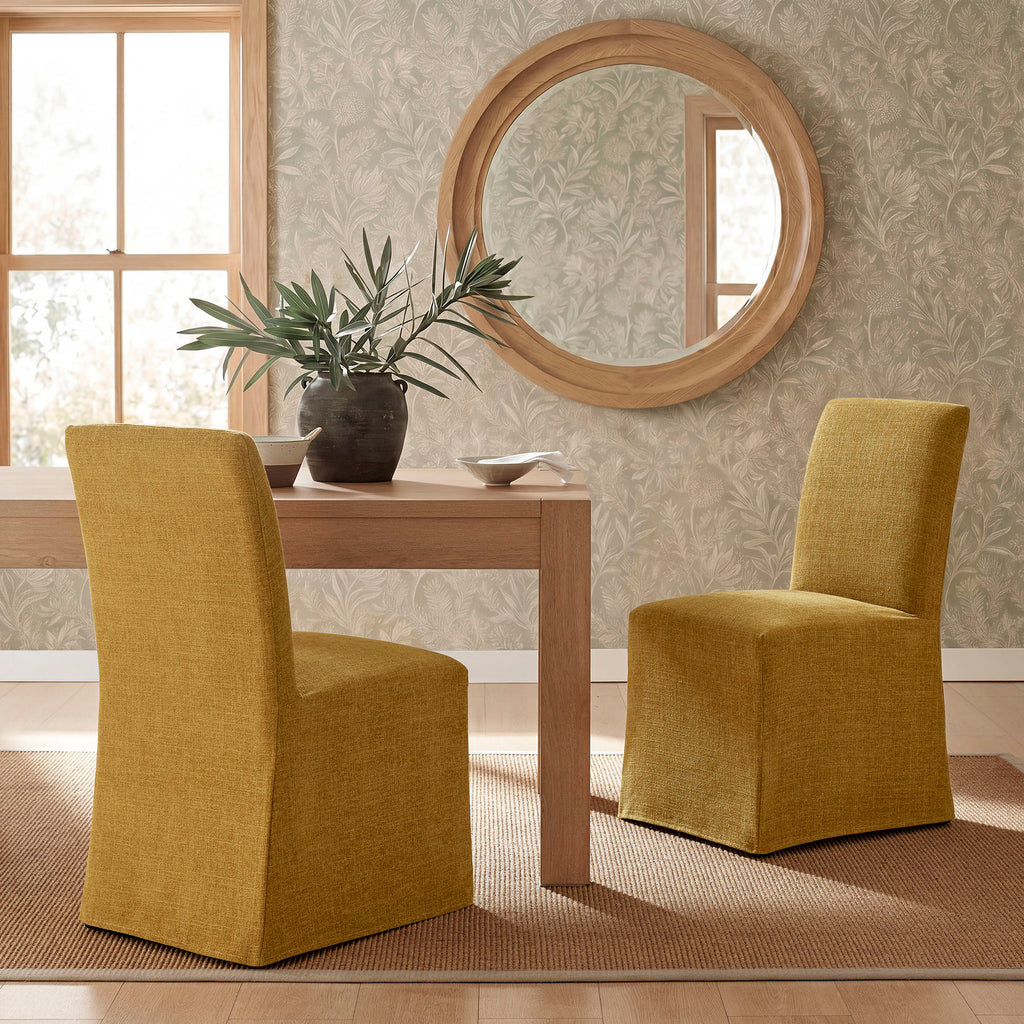 Aster Slub Weave Fabric Slipcovered Dining Chairs Set of 2 - Copper