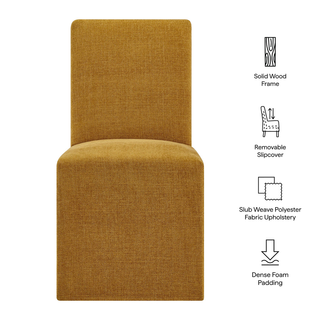Aster Slub Weave Fabric Slipcovered Dining Chairs Set of 2 - Copper