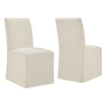 Aster Slub Weave Fabric Slipcovered Dining Chairs Set of 2 - Ecru