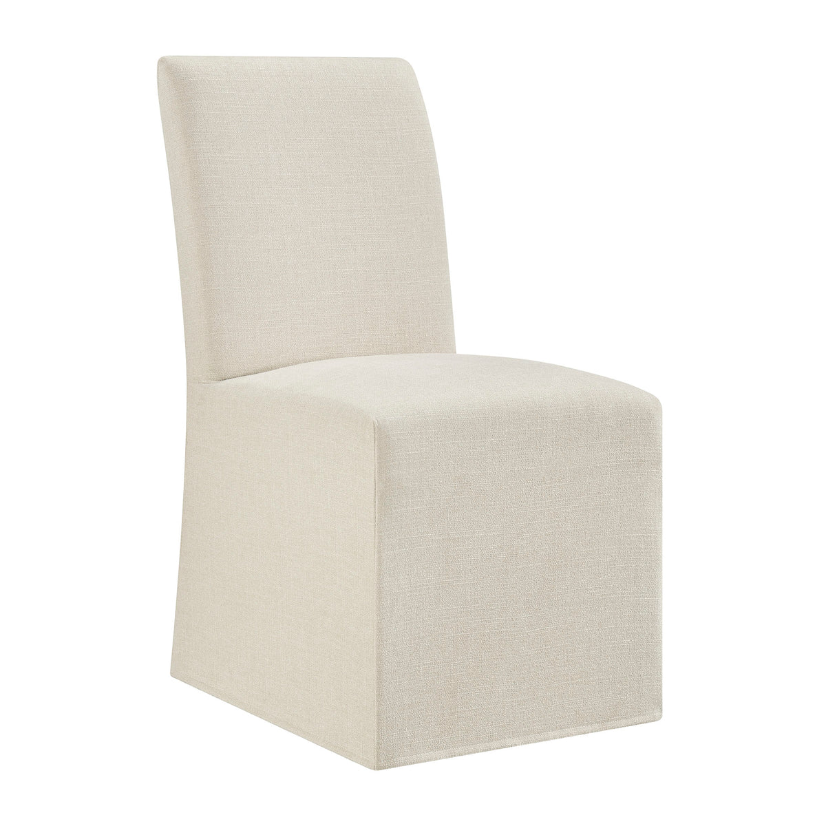 Aster Slub Weave Fabric Slipcovered Dining Chairs Set of 2 - Ecru