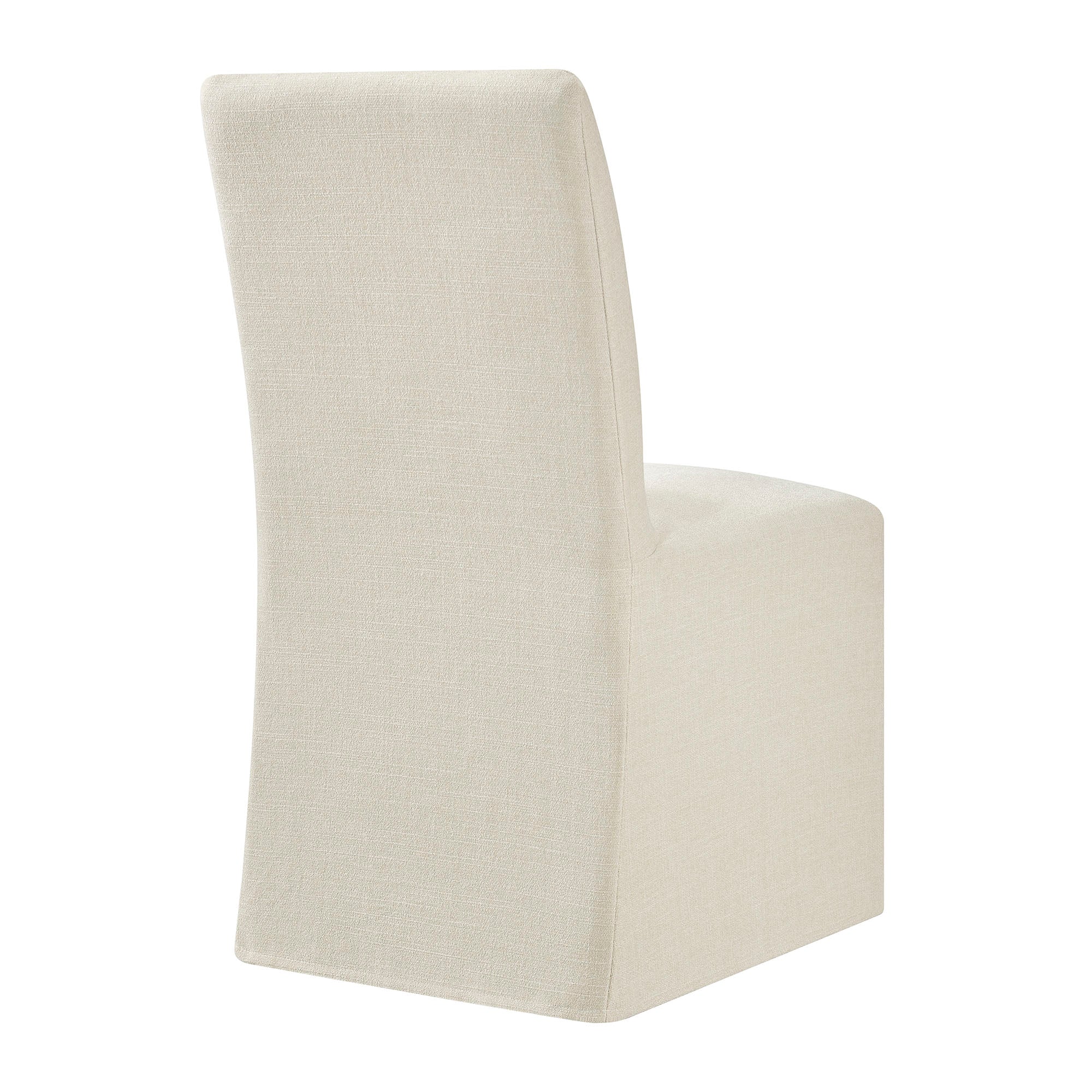 Aster Slub Weave Fabric Slipcovered Dining Chairs Set of 2 - Ecru