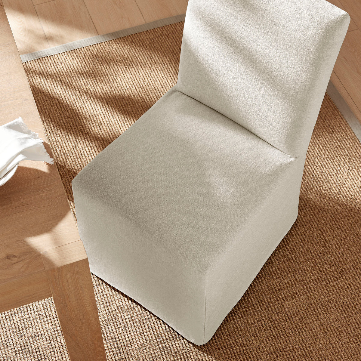 Aster Slub Weave Fabric Slipcovered Dining Chairs Set of 2 - Ecru