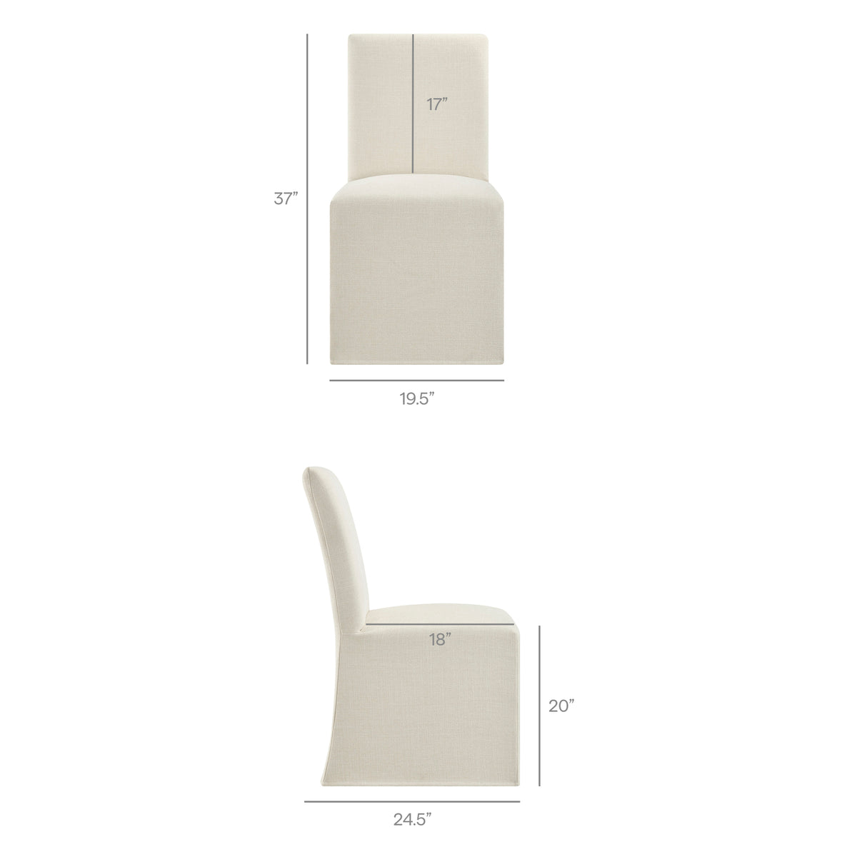 Aster Slub Weave Fabric Slipcovered Dining Chairs Set of 2 - Ecru