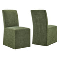 Aster Slub Weave Fabric Slipcovered Dining Chairs Set of 2 - Foliage