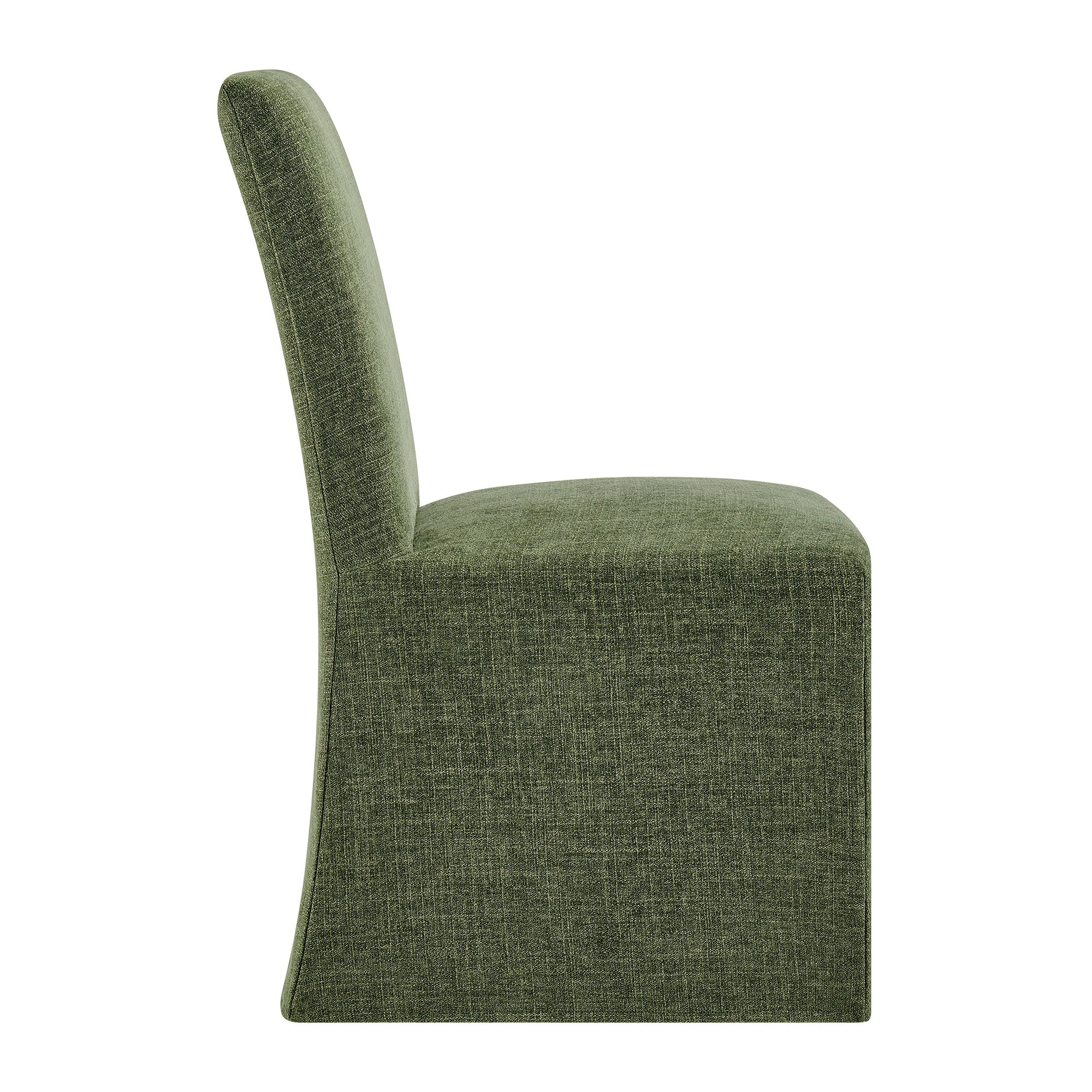 Aster Slub Weave Fabric Slipcovered Dining Chairs Set of 2 - Foliage