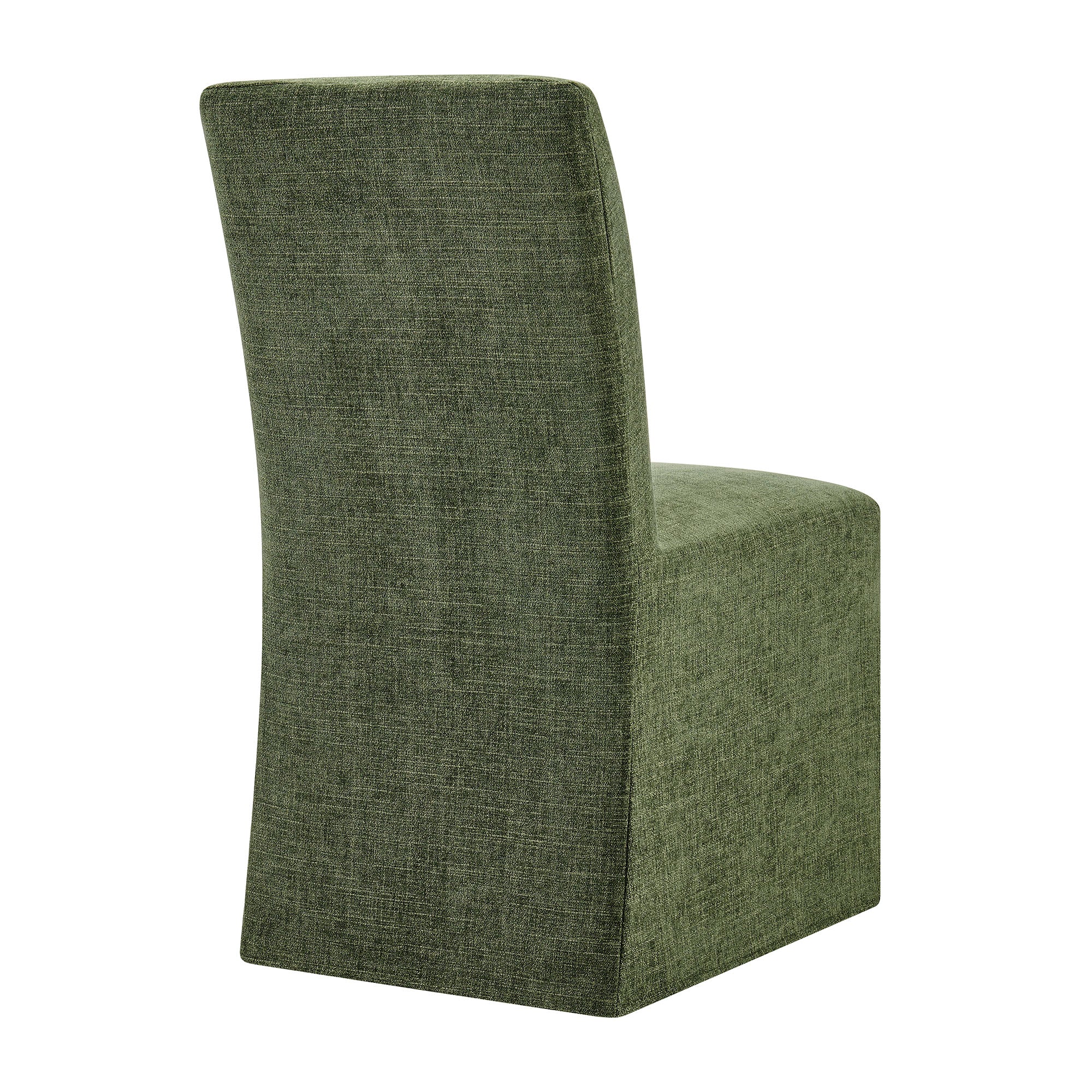 Aster Slub Weave Fabric Slipcovered Dining Chairs Set of 2 - Foliage