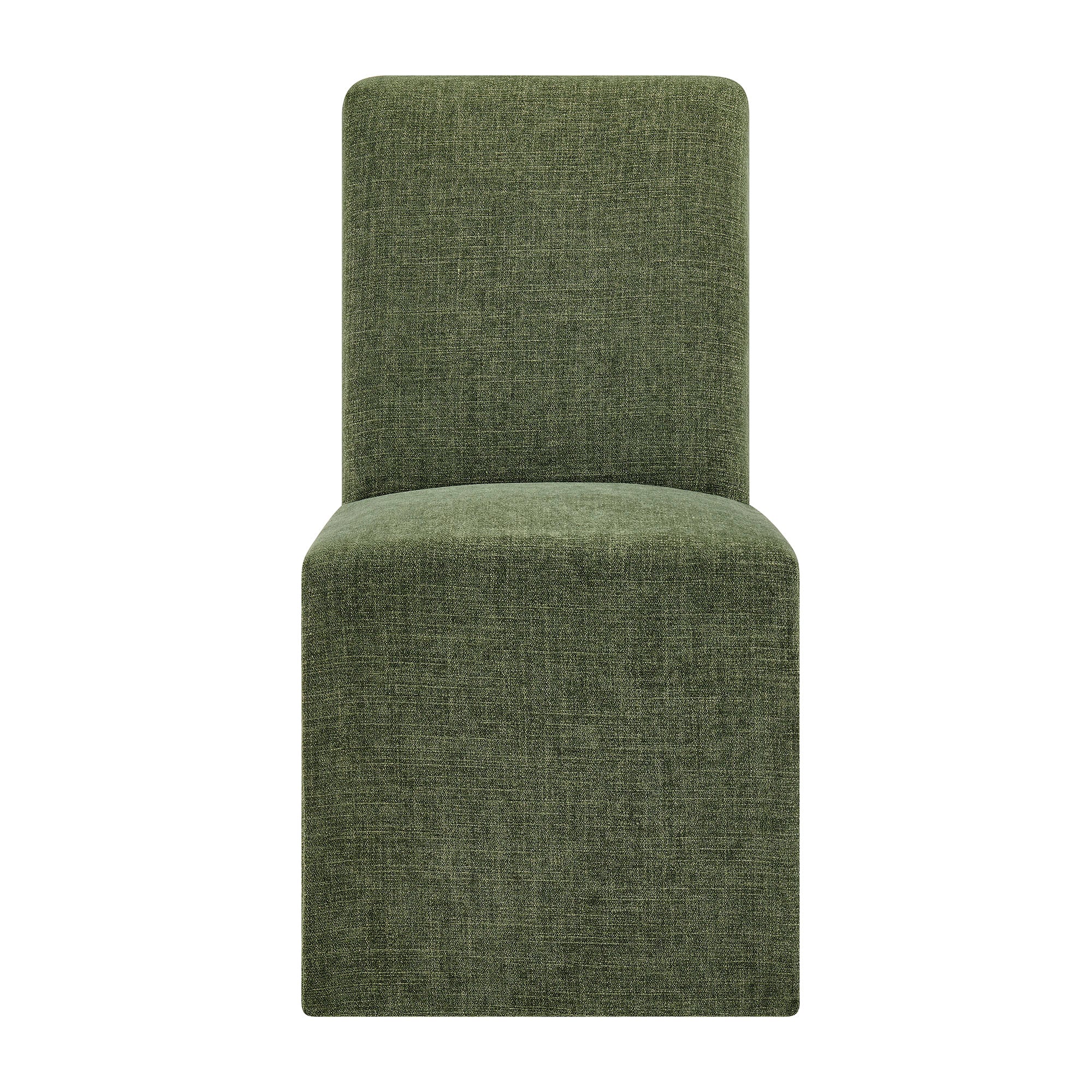 Aster Slub Weave Fabric Slipcovered Dining Chairs Set of 2 - Foliage
