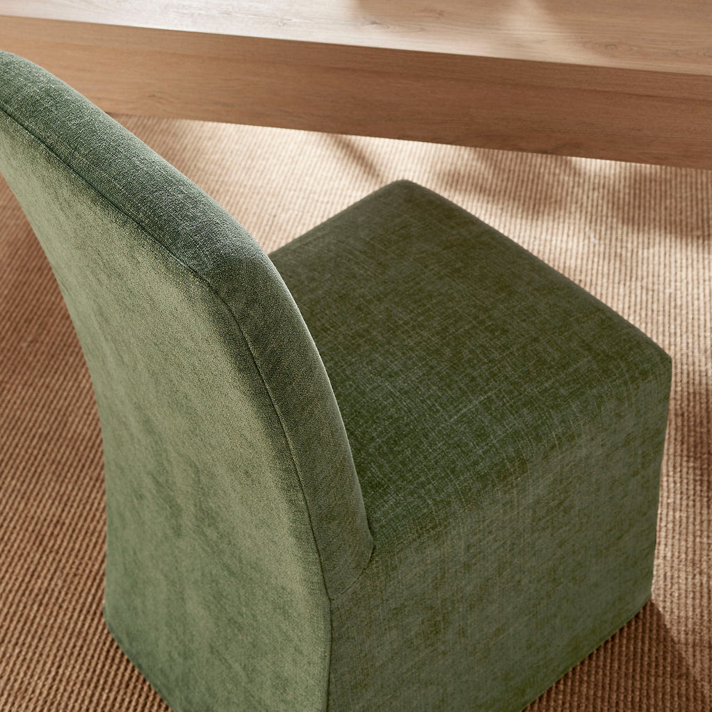 Aster Slub Weave Fabric Slipcovered Dining Chairs Set of 2 - Foliage
