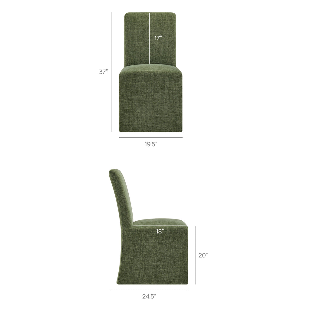 Aster Slub Weave Fabric Slipcovered Dining Chairs Set of 2 - Foliage