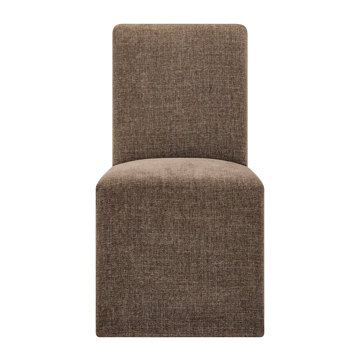Aster Slub Weave Fabric Slipcovered Dining Chairs Set of 2 - Mocha