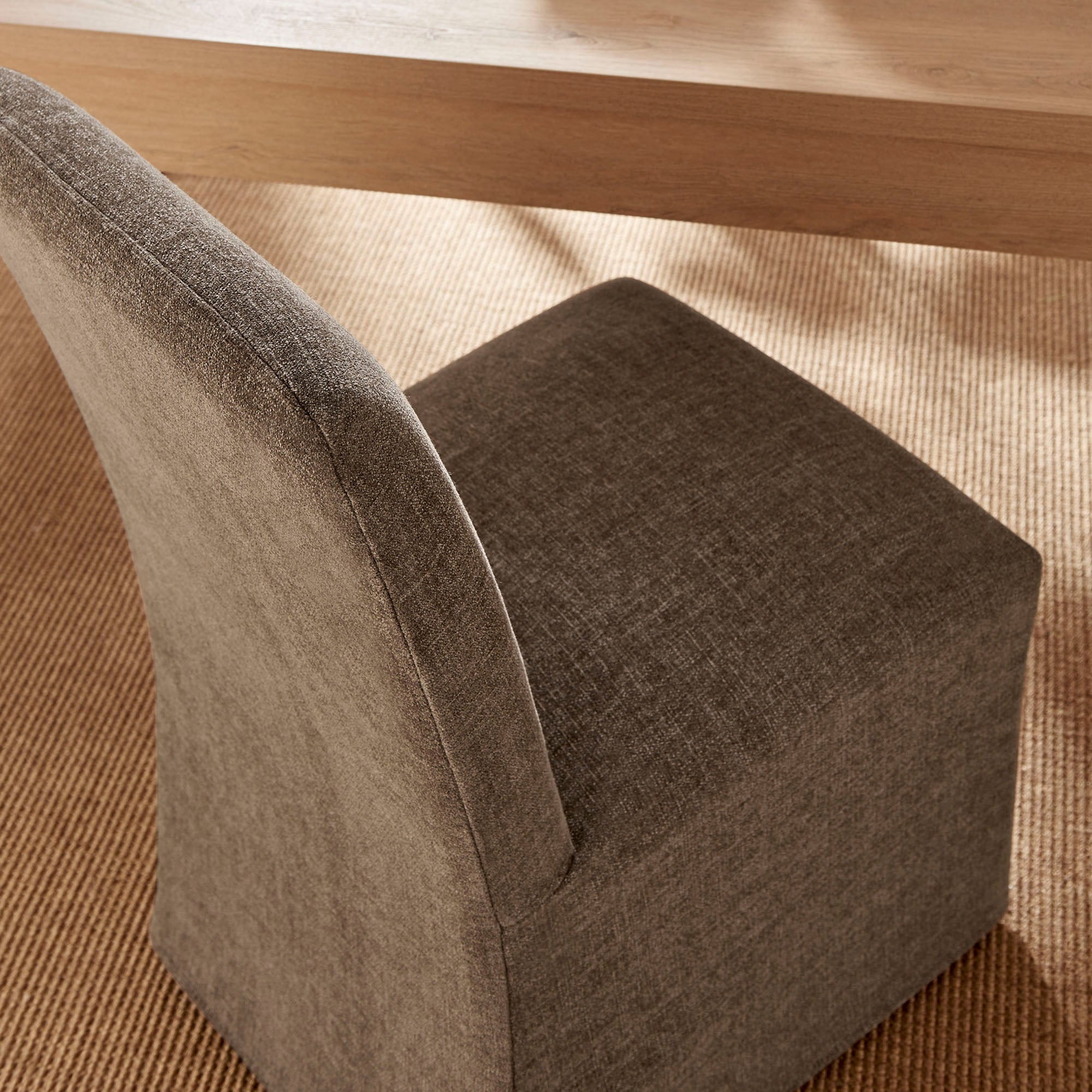 Aster Slub Weave Fabric Slipcovered Dining Chairs Set of 2 - Mocha