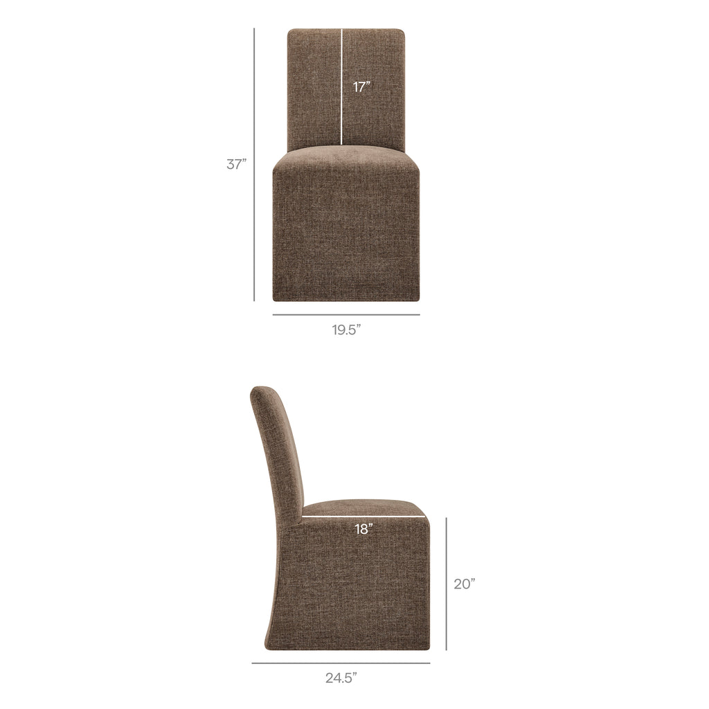 Aster Slub Weave Fabric Slipcovered Dining Chairs Set of 2 - Mocha