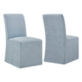 Aster Slub Weave Fabric Slipcovered Dining Chairs Set of 2 - Sky