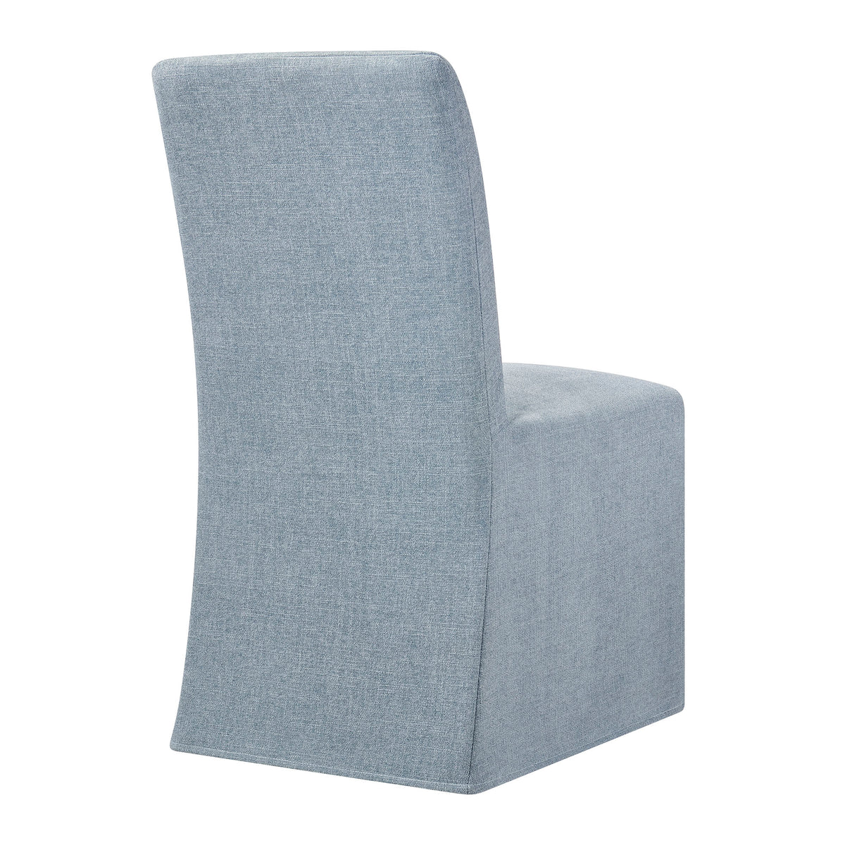 Aster Slub Weave Fabric Slipcovered Dining Chairs Set of 2 - Sky